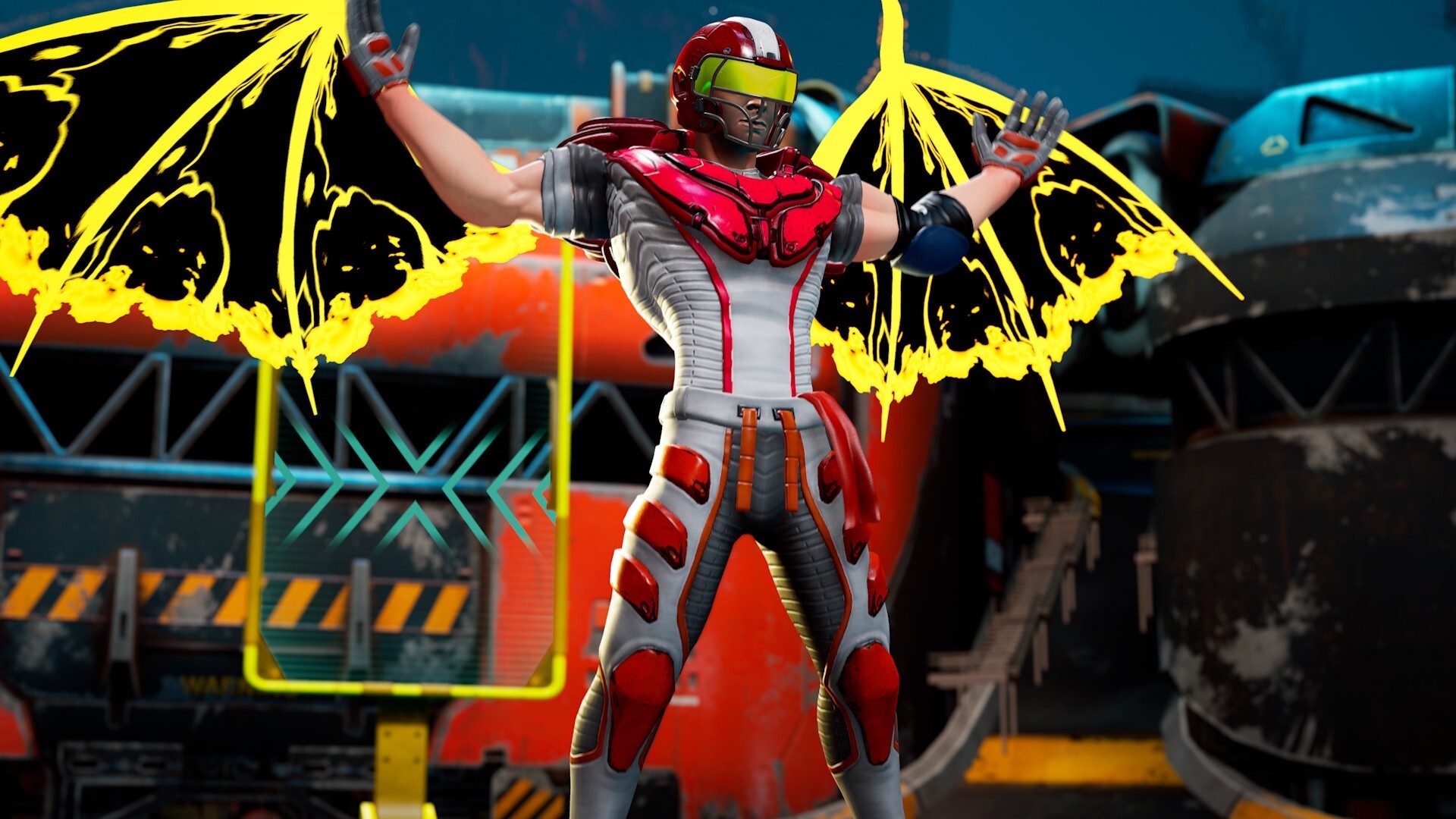 A Gridiron Remastered player striking a victory pose with fiery wings